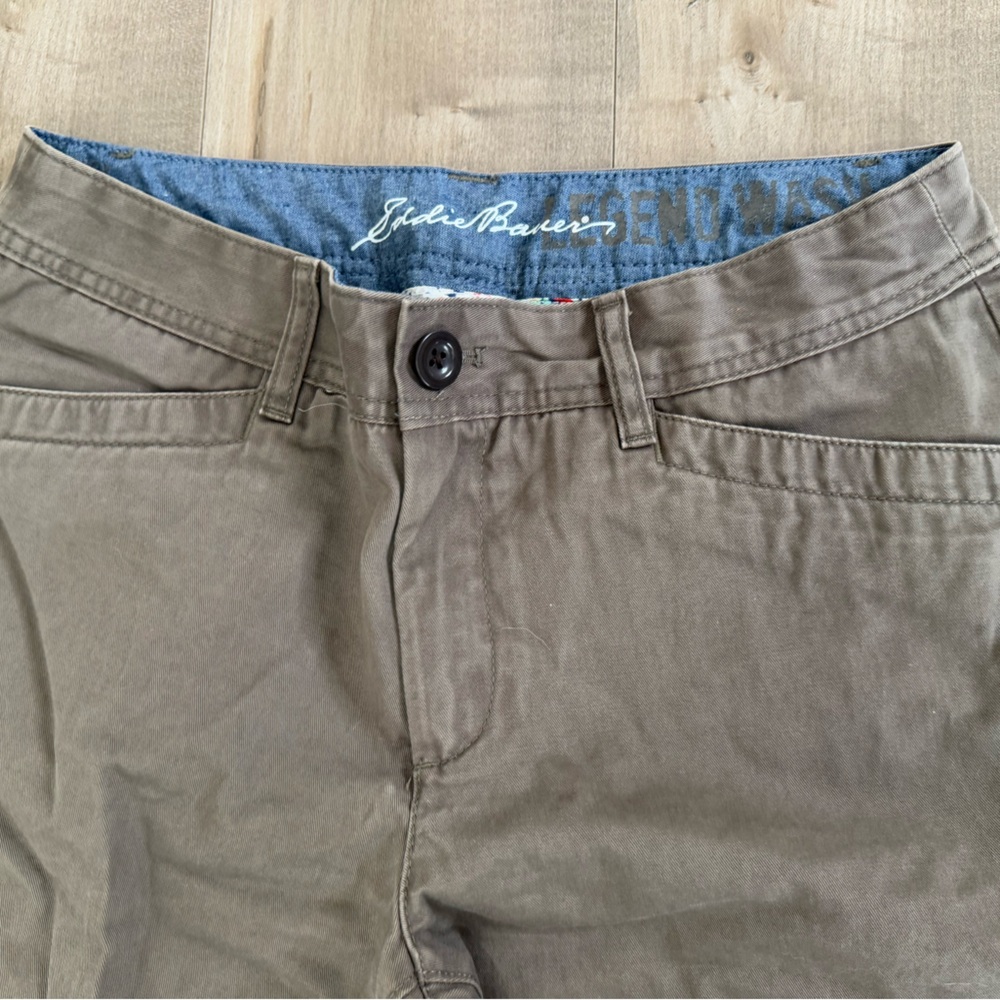 Lot of 2 Eddie Bauer Legend Wash Pant Chino Women 8 Straight Leg Crop Gray Brown - Picture 3 of 9